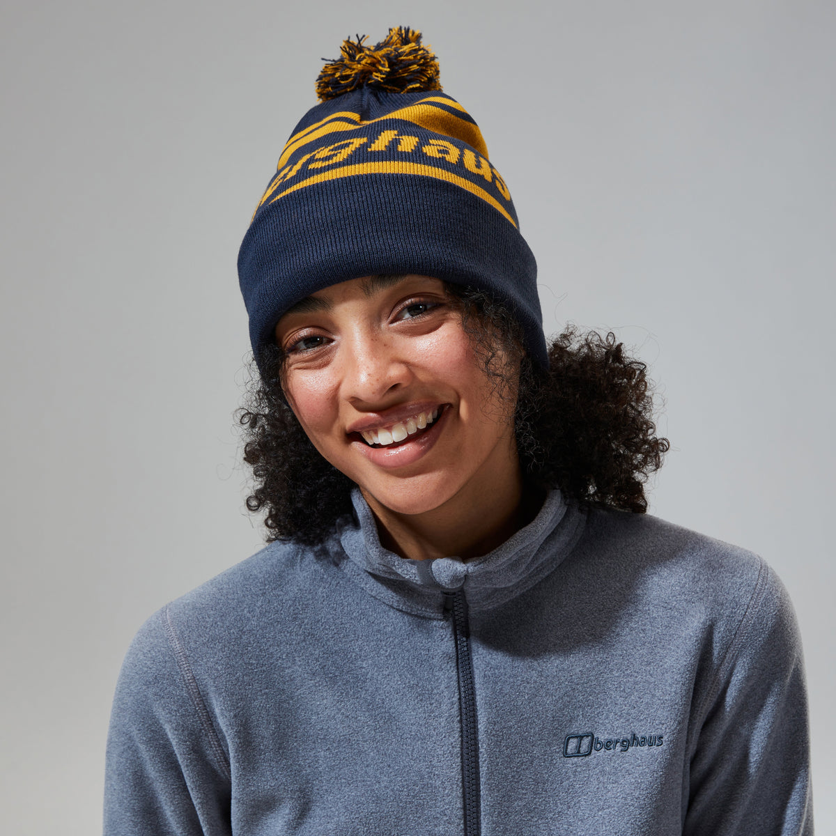 Unisex-Beanie - Dunkelblau/Braun