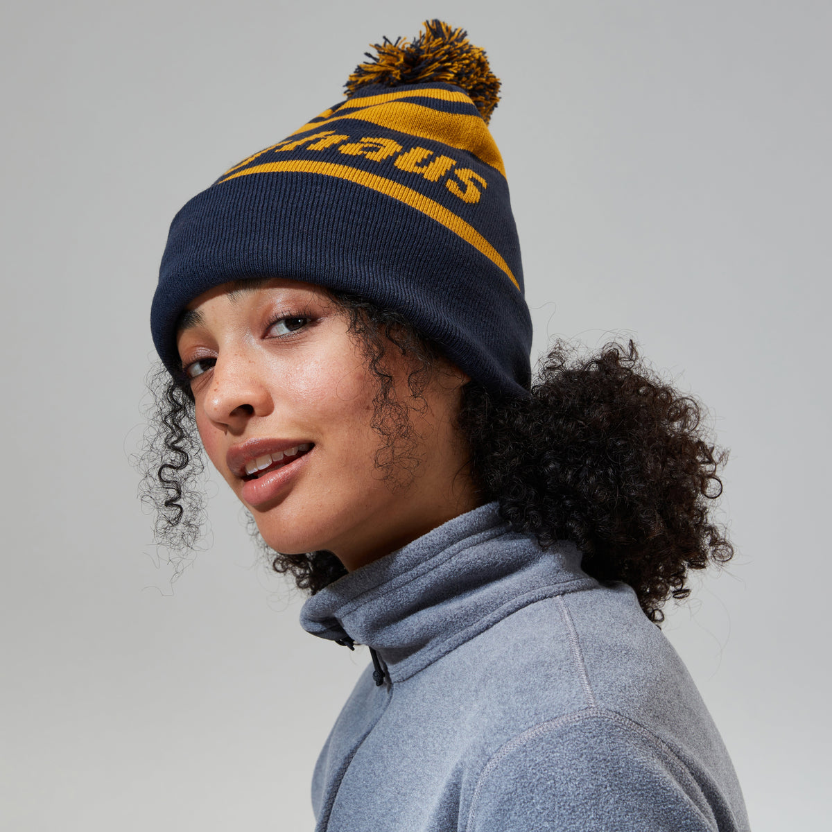 Unisex-Beanie - Dunkelblau/Braun