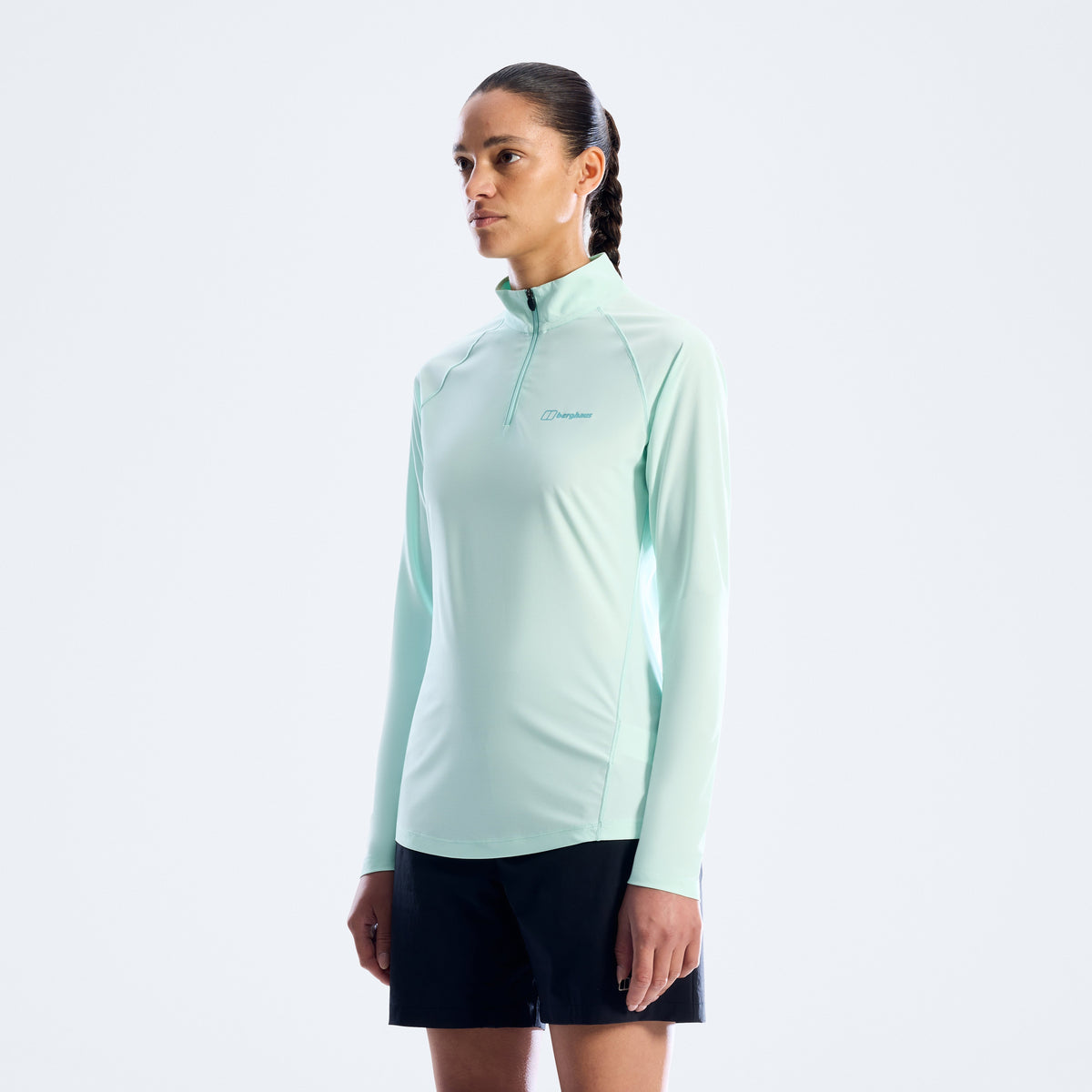 Damen 24/7 Half-Zip Langarm Tech-Shirt - Blau