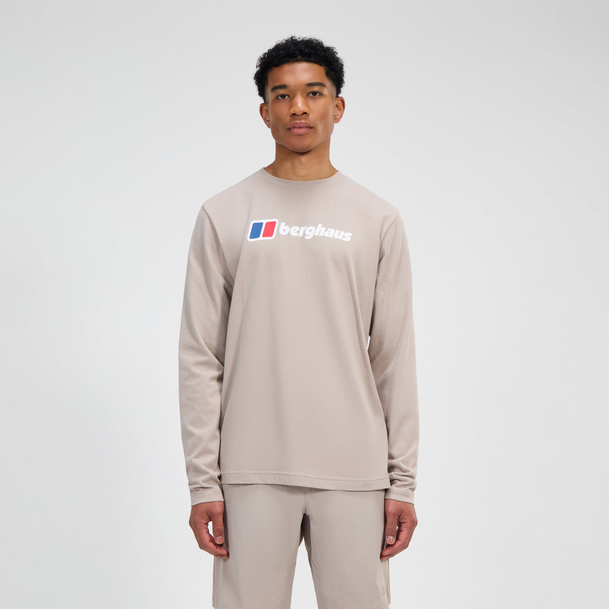 Herren Langarmshirt mit großem Logo - Grau