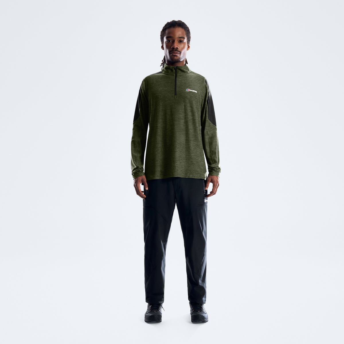 Farndale+ Long Sleeve Half Zip Tech Tee - Jet Black/Hale Navy