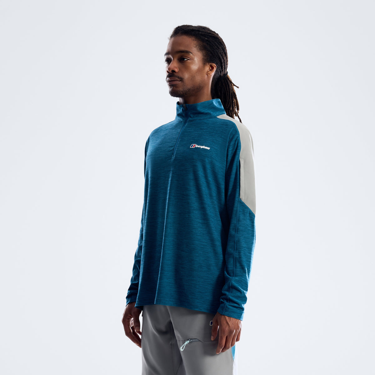 Farndale+ Langarm-Funktionsshirt mit kurzem Reißverschluss - Polar/Blue Abyss